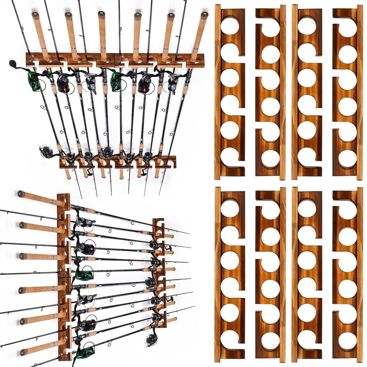 12 Rods Fishing Pole Rod Racks Wall