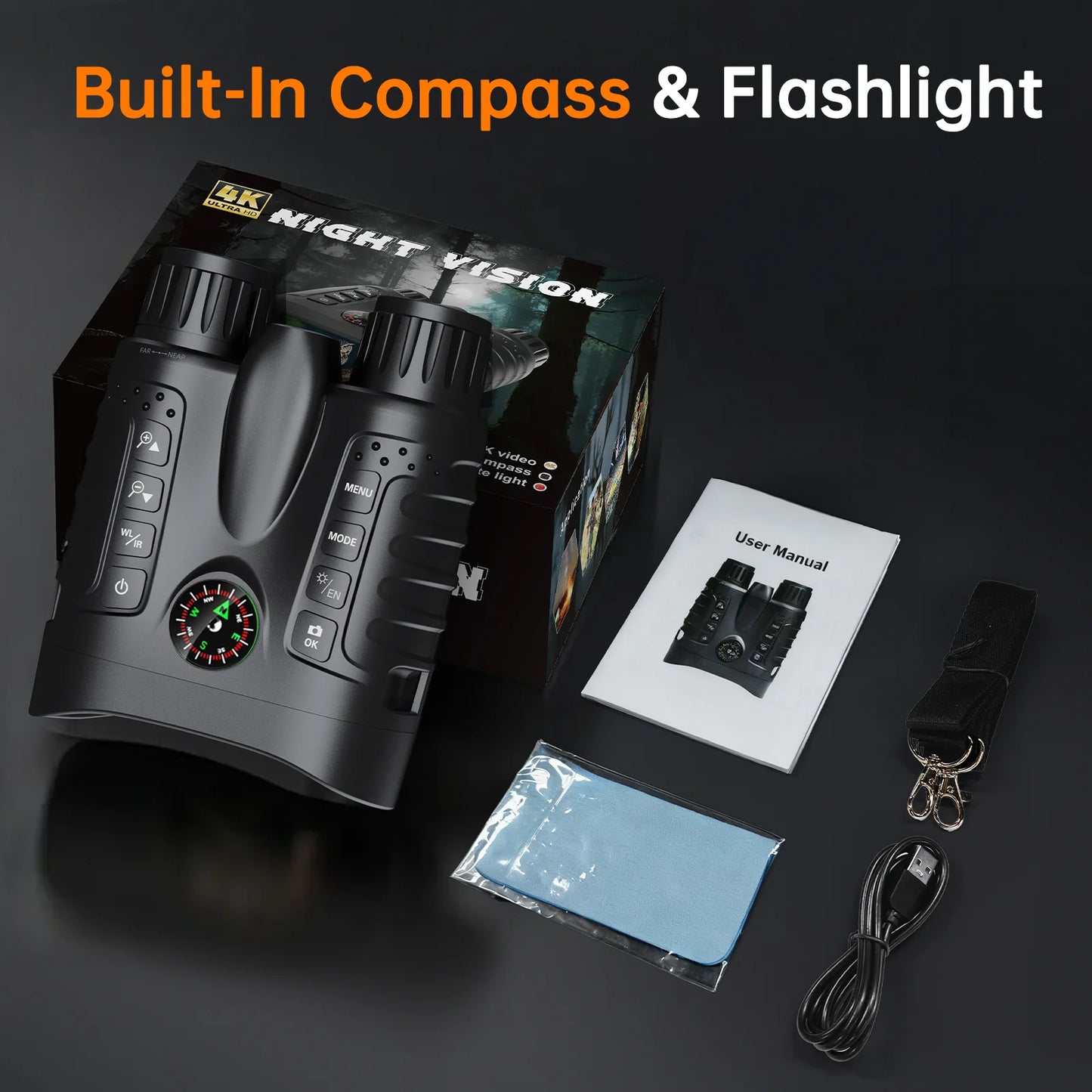 Hunting 4K Night Vision Binoculars 8x Digital 400m