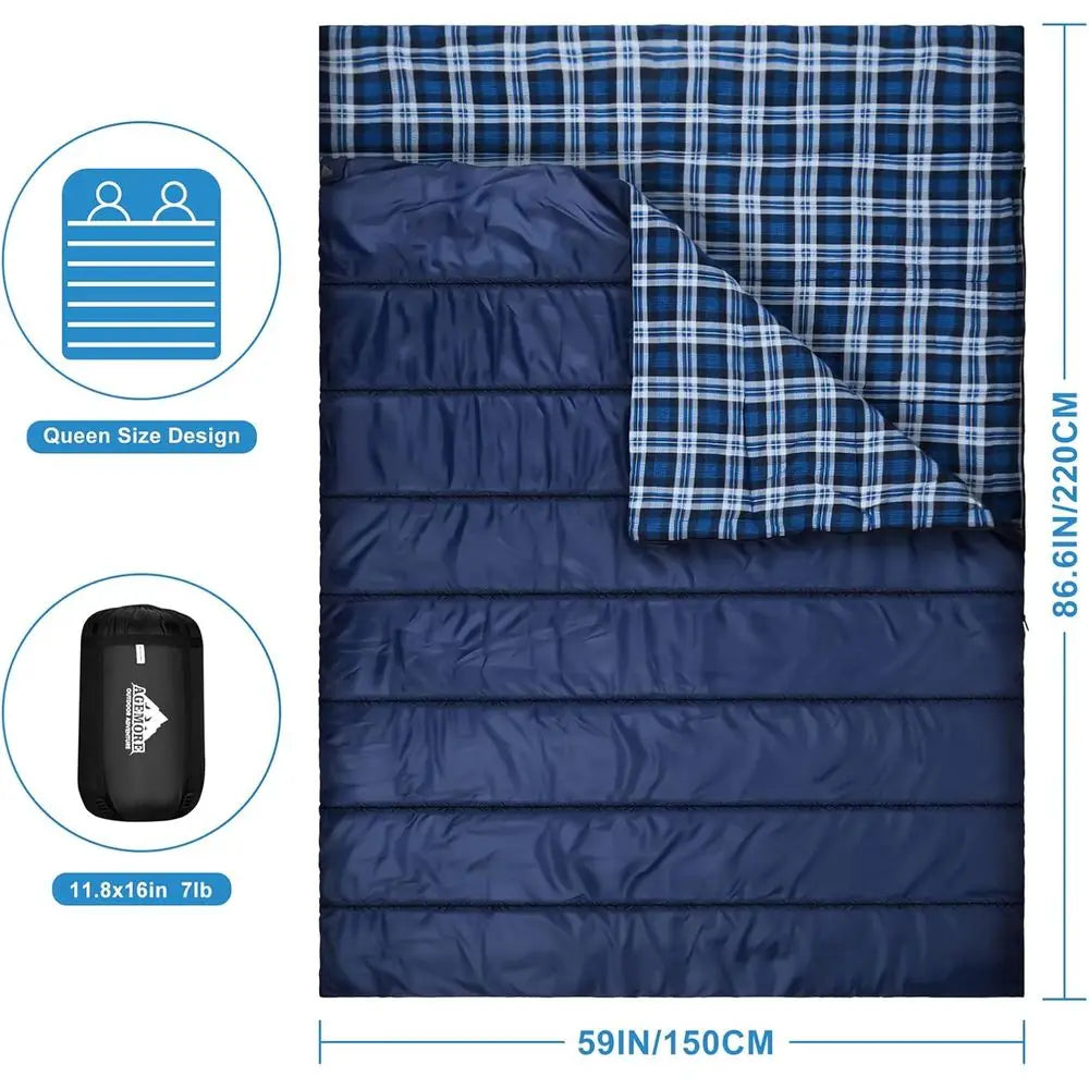 Lightweight Double Sleeping Bag for Camping, Backpacking