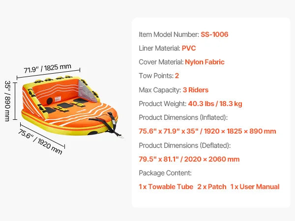 Water Sport Towable Tube for Boat to Pull