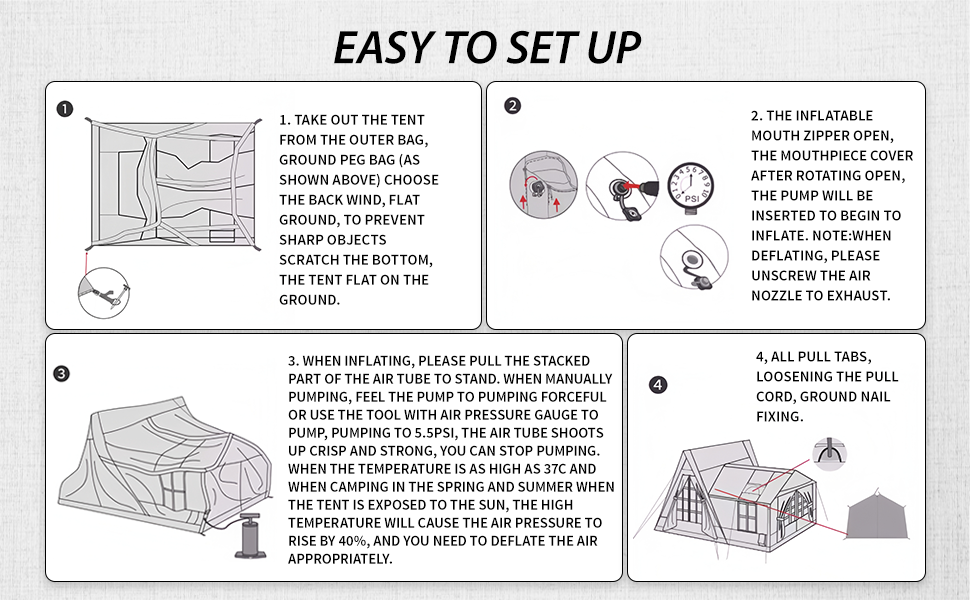 Large Inflatable Cabin Tent for 4-Seasons