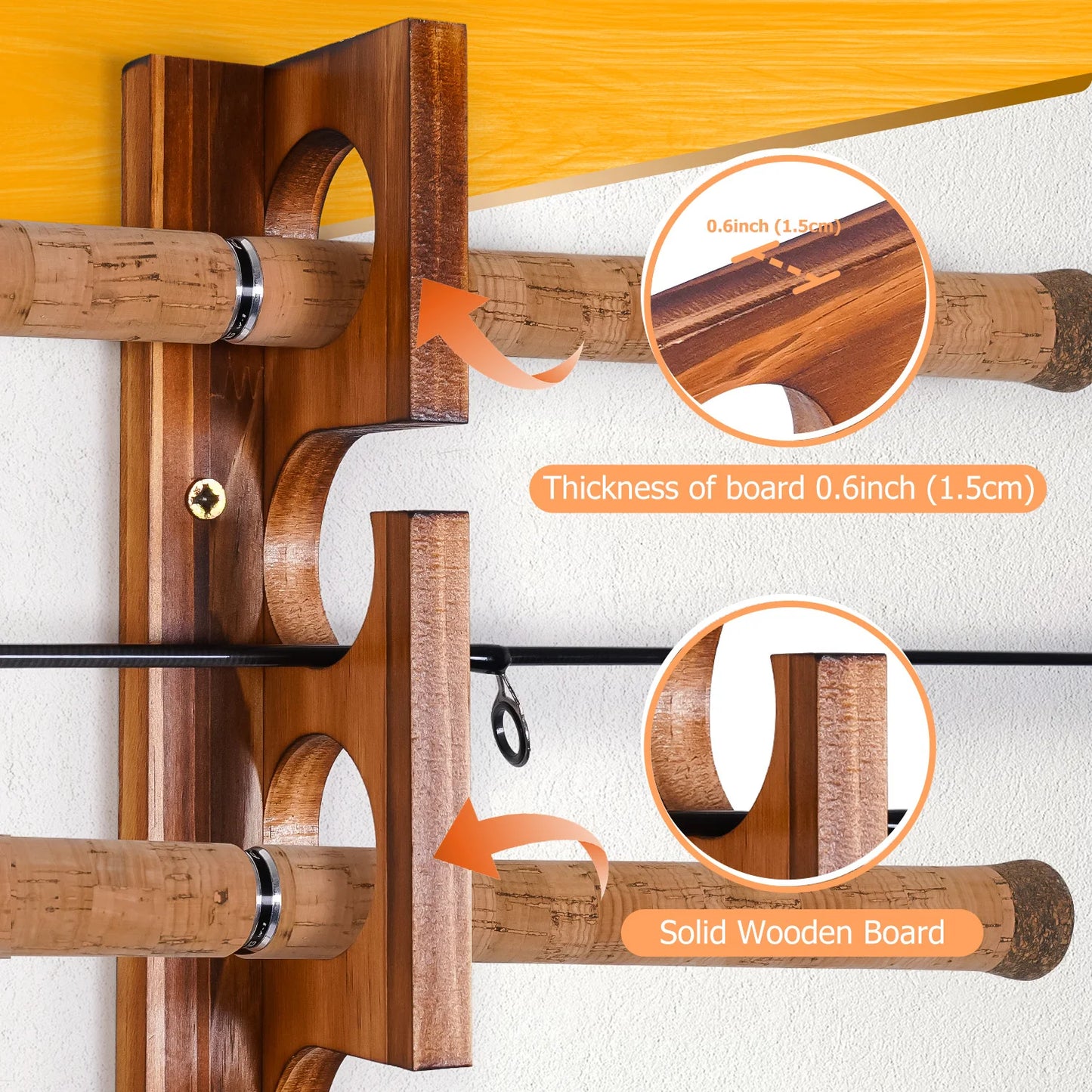 12 Rods Fishing Pole Rod Racks Wall