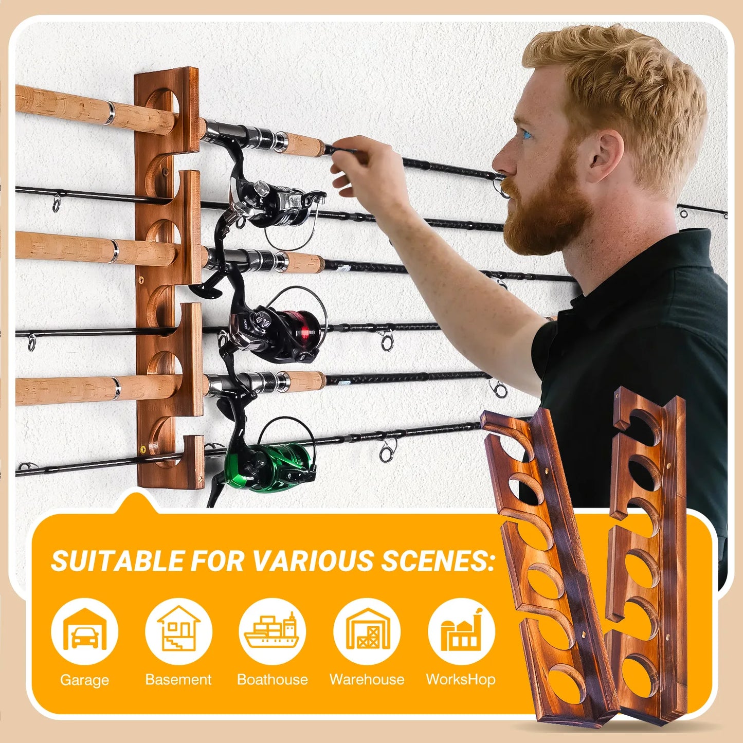 12 Rods Fishing Pole Rod Racks Wall
