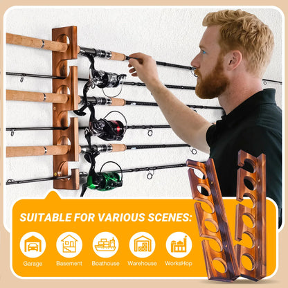 12 Rods Fishing Pole Rod Racks Wall