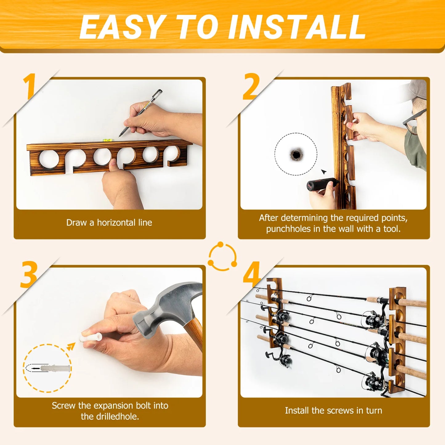 12 Rods Fishing Pole Rod Racks Wall