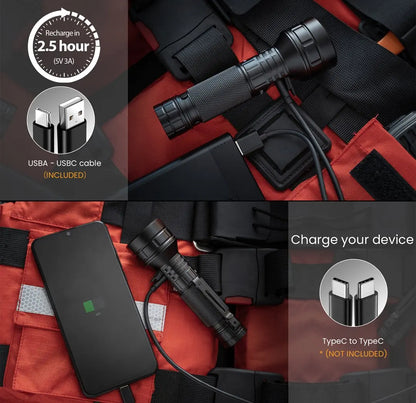 Rechargeable 2100lm LED Long Range Flashlight