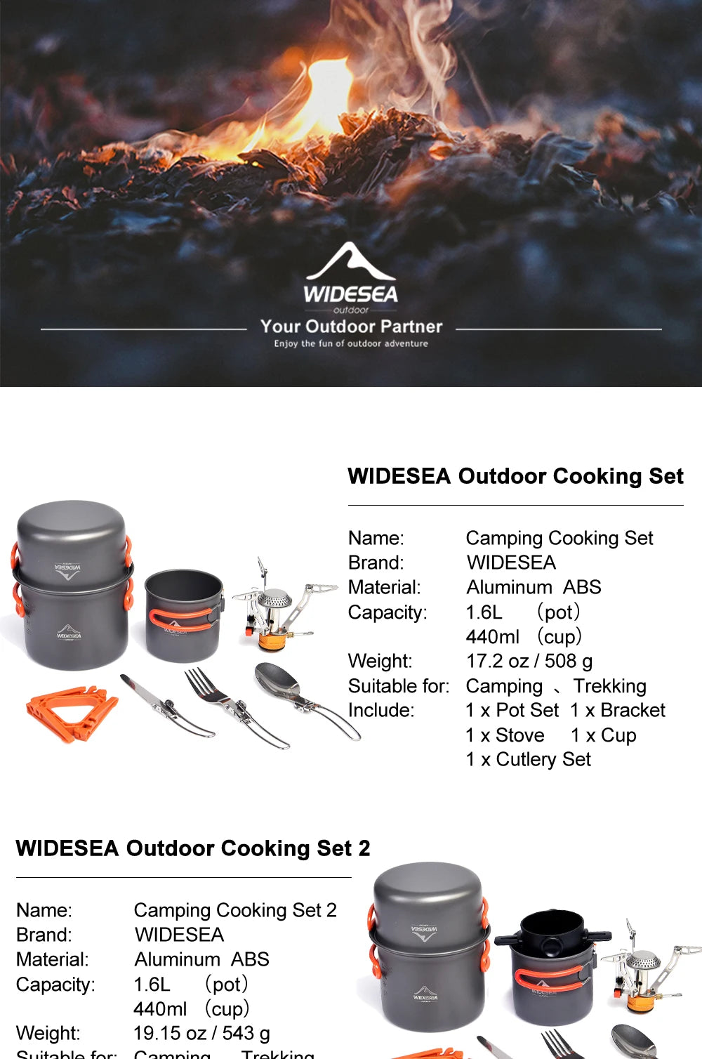 Back Packing  Complete Outdoor Cookware Set
