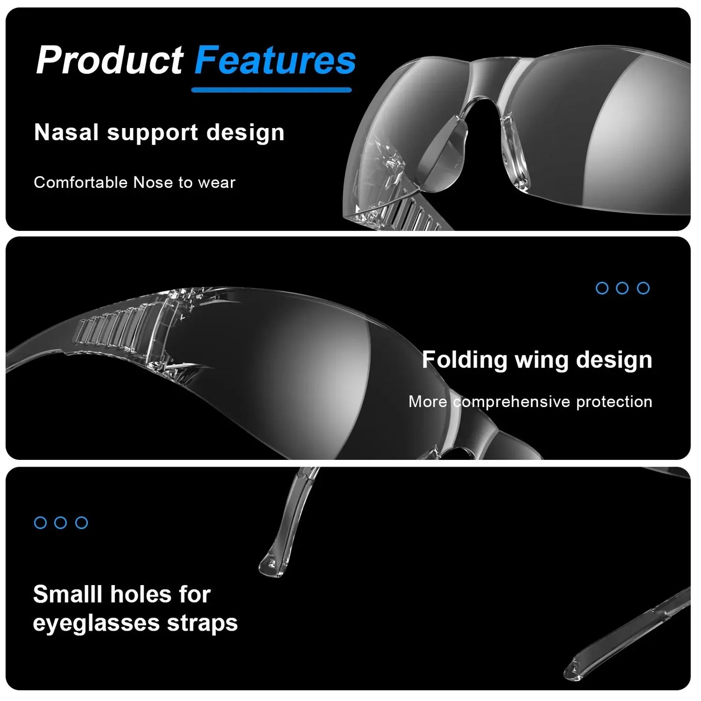 Safety Glasses Clear Unisex Anti-Scratch Protective Goggles