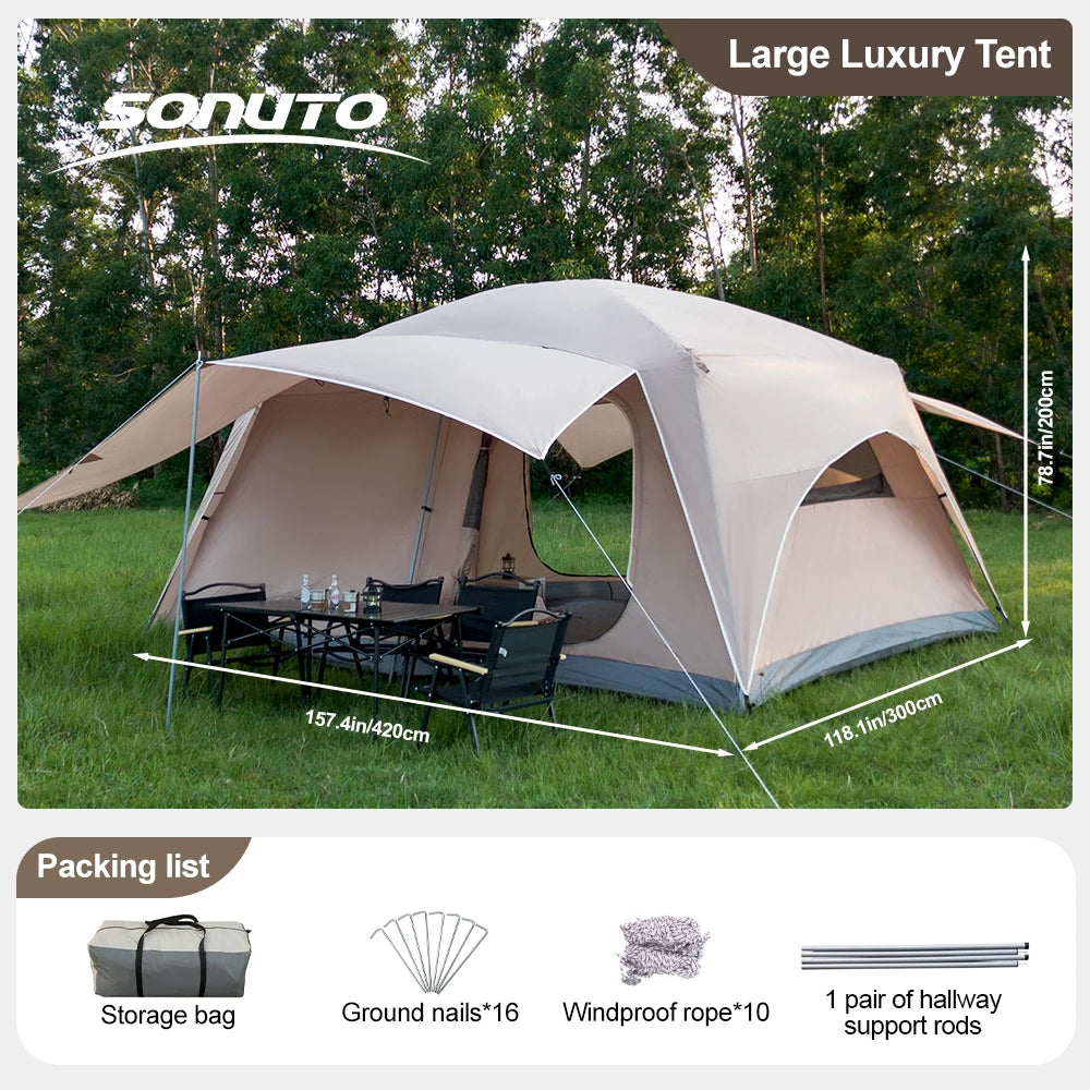 Wind and waterproof  2 Room Family Camping Tent