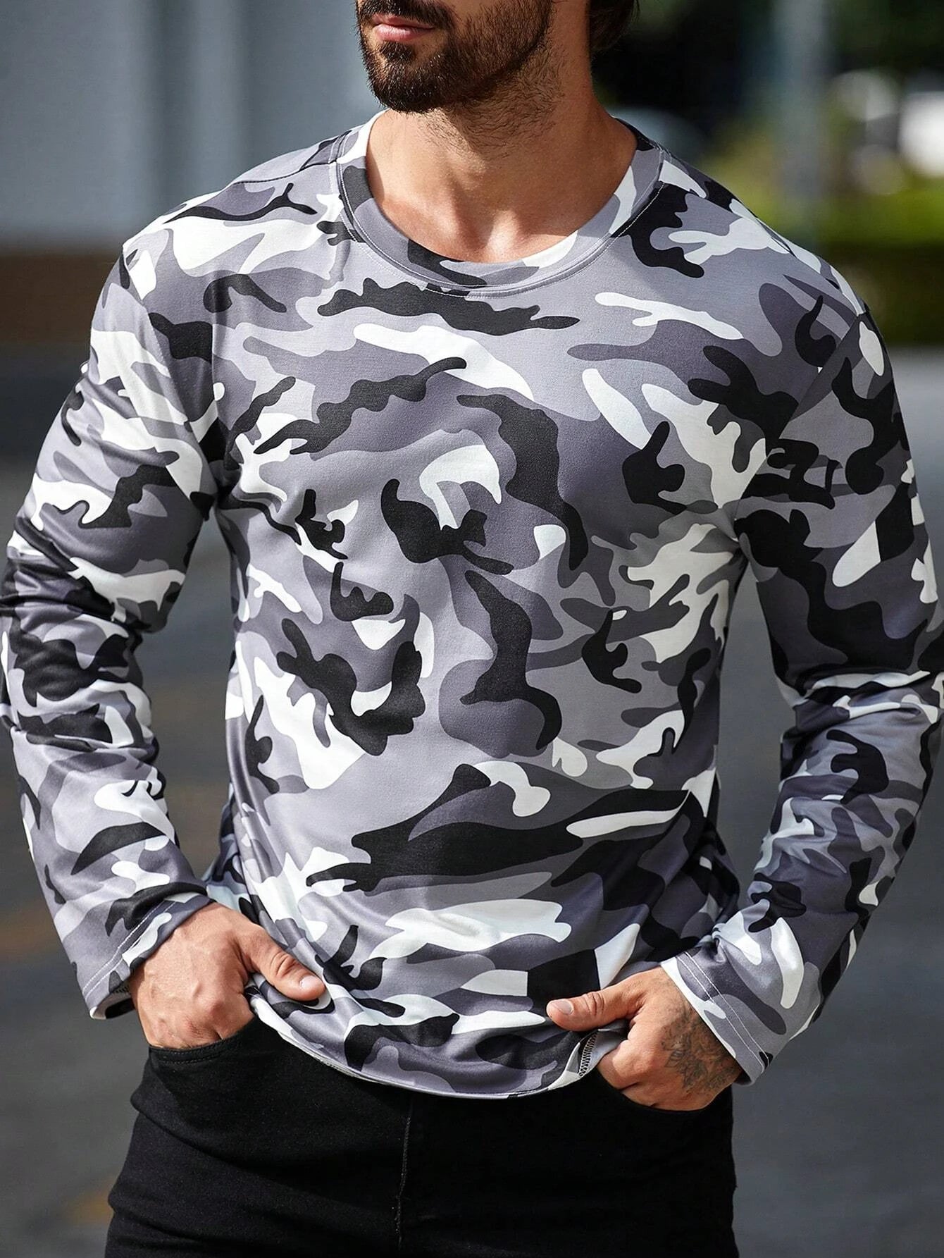 Mens Long Sleeve Camo Shirt