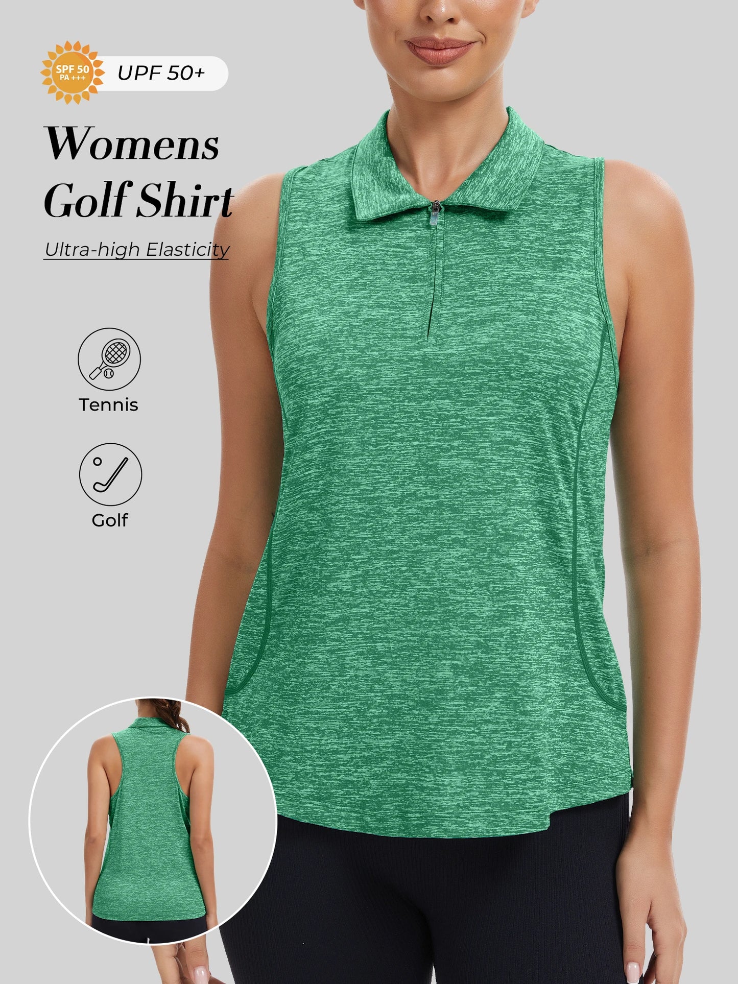 Sleeveless Golf Shirts for Women with Collar