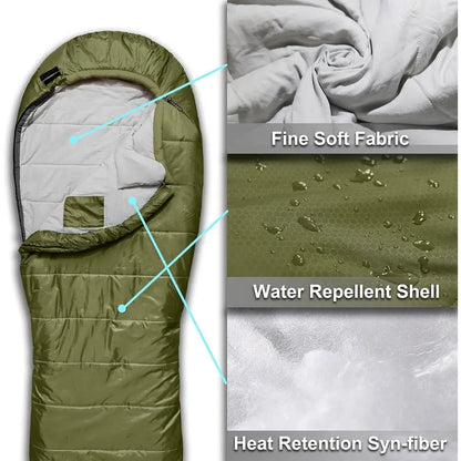 0 Degree XXL Big Mummy Sleeping Bags for Adults