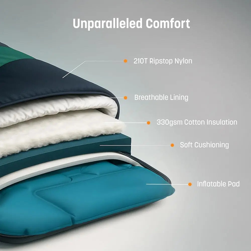 Inflatable Sleng Pad and Zip-Up Blanket