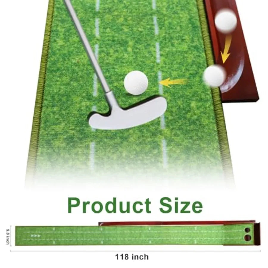 Indoor Outdoor Golf Putting Mat with Ball Return