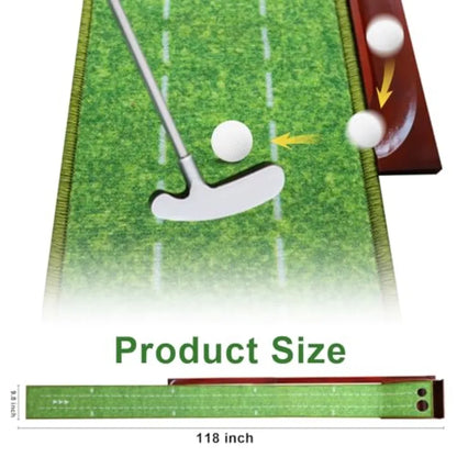 Indoor Outdoor Golf Putting Mat with Ball Return