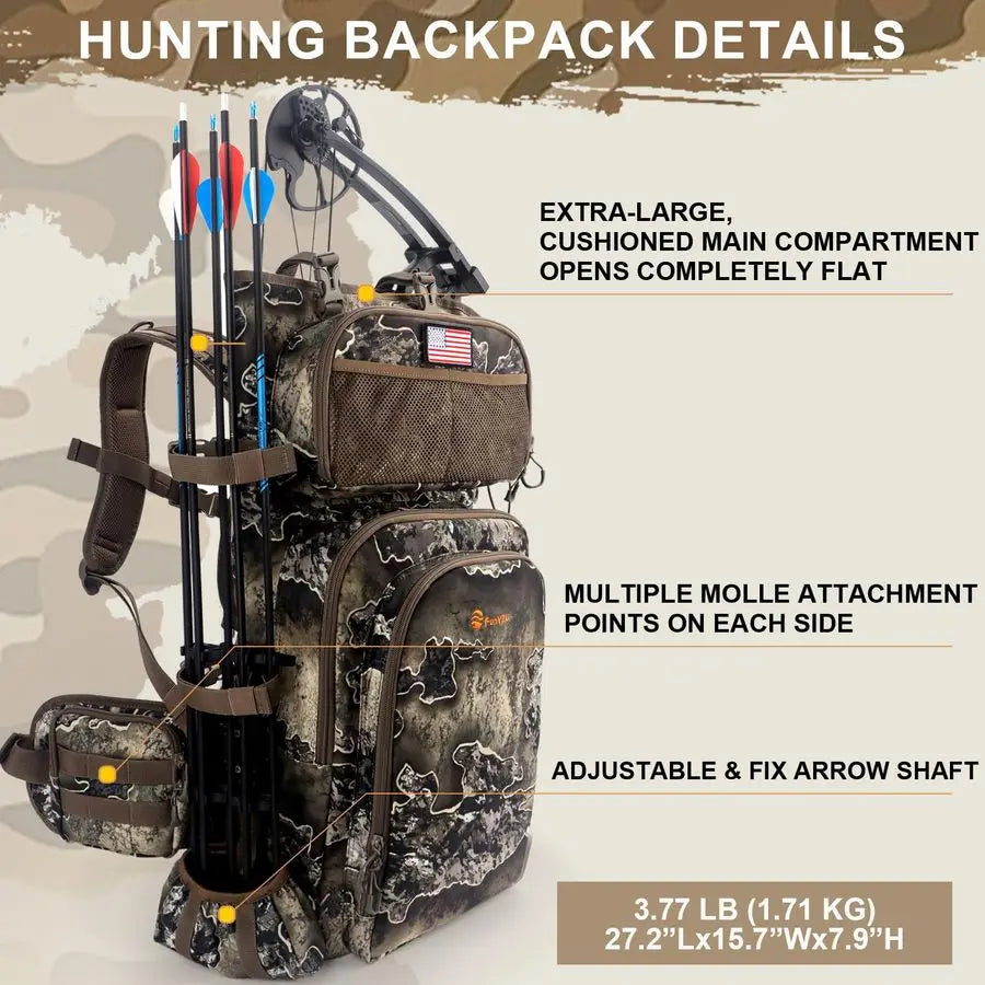 Backpacks for Men, Hunting Bag with Bow Holder,