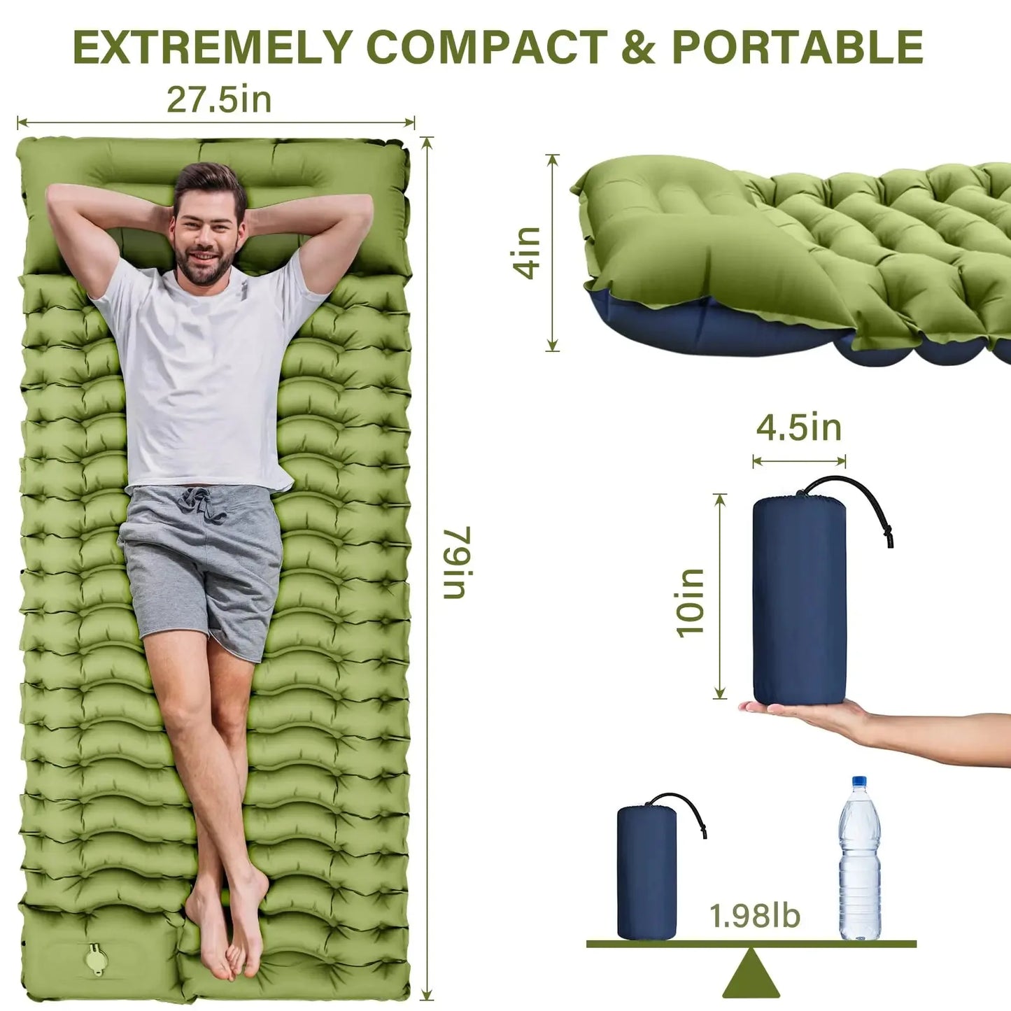 Inflatable Ultralight Sleeping Mat w/ Foot Pump