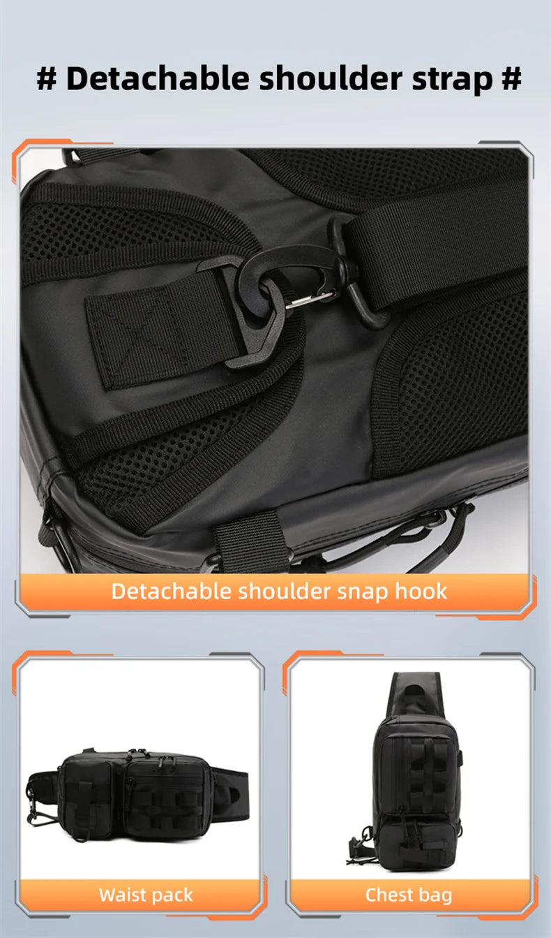 Male Hiking Crossbody Fishing Rod & Lure bag.