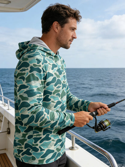 Men Long Sleeve Fishing Hoodie Sailing Shirt