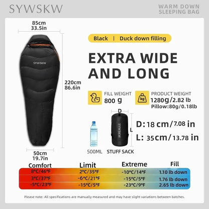 Adult Backpacking Cold-Weather Down Sleeping Bag