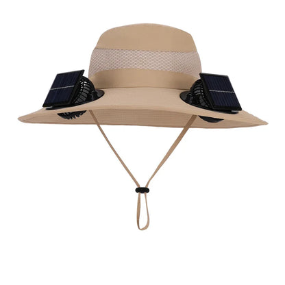 Outdoor Wide Brim Sun Hat With Solar Fan