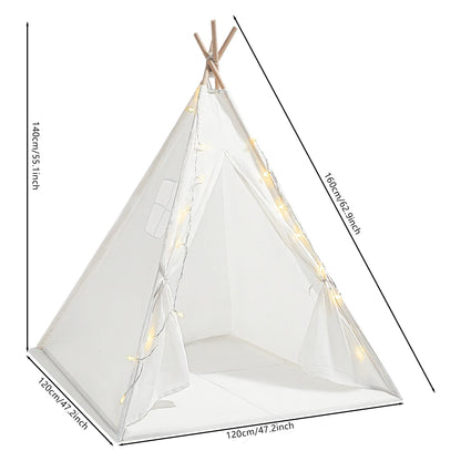 Kids Teepee Tent with Light & Padded Mat