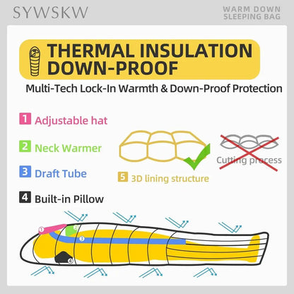 Adult Backpacking Cold-Weather Down Sleeping Bag