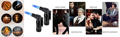 Windproof 2pcs/Set Triple Jet Flame Torch Lighter