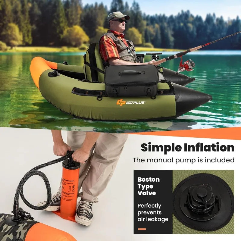 Inflatable Fishing Belly Boat w/ Fish Rule