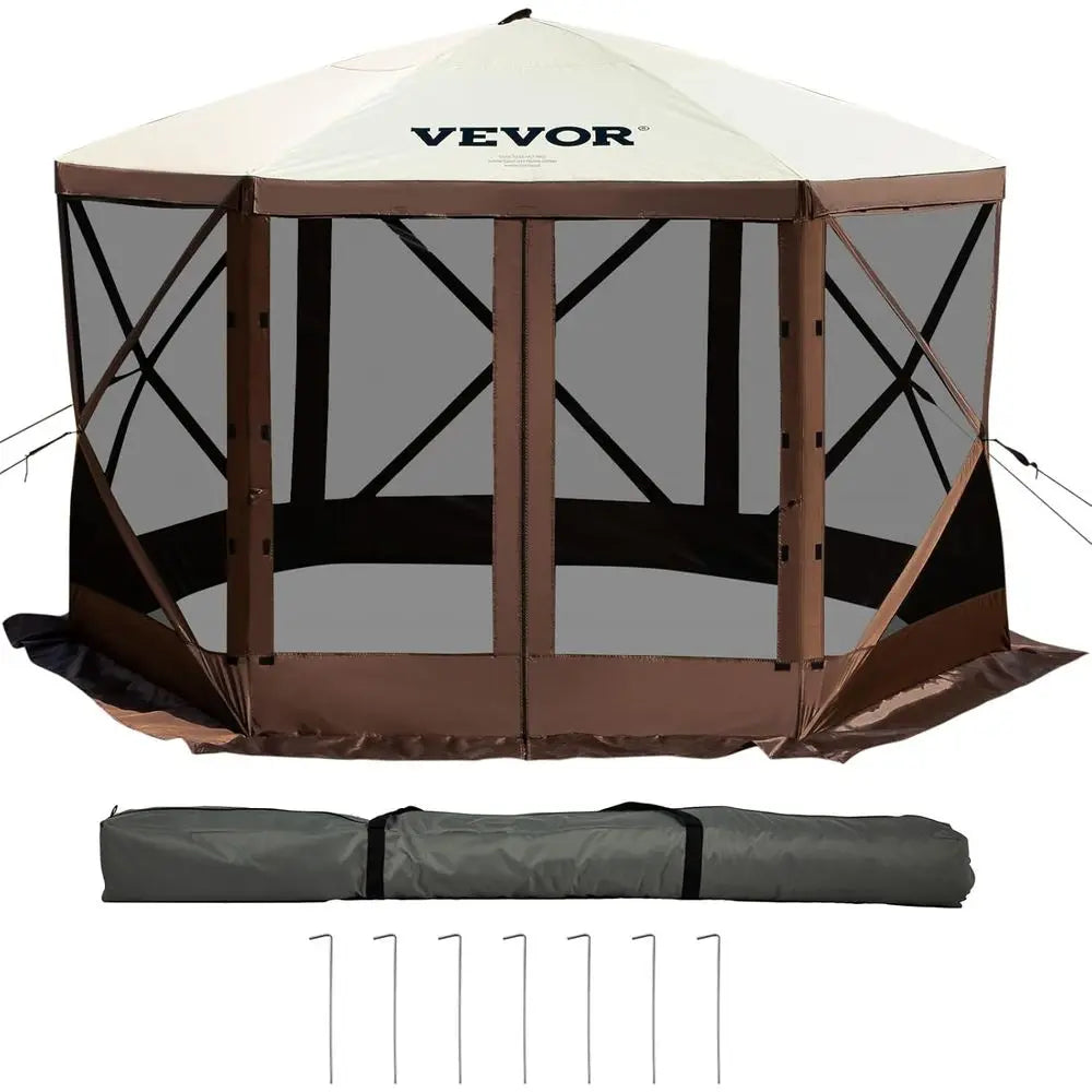 6 Sided  Shelter Camping Tent with Mesh Windows