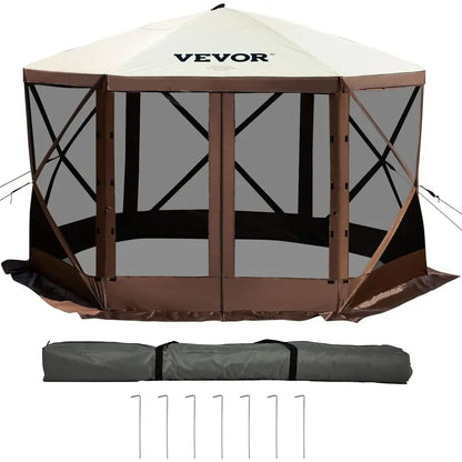 6 Sided  Shelter Camping Tent with Mesh Windows