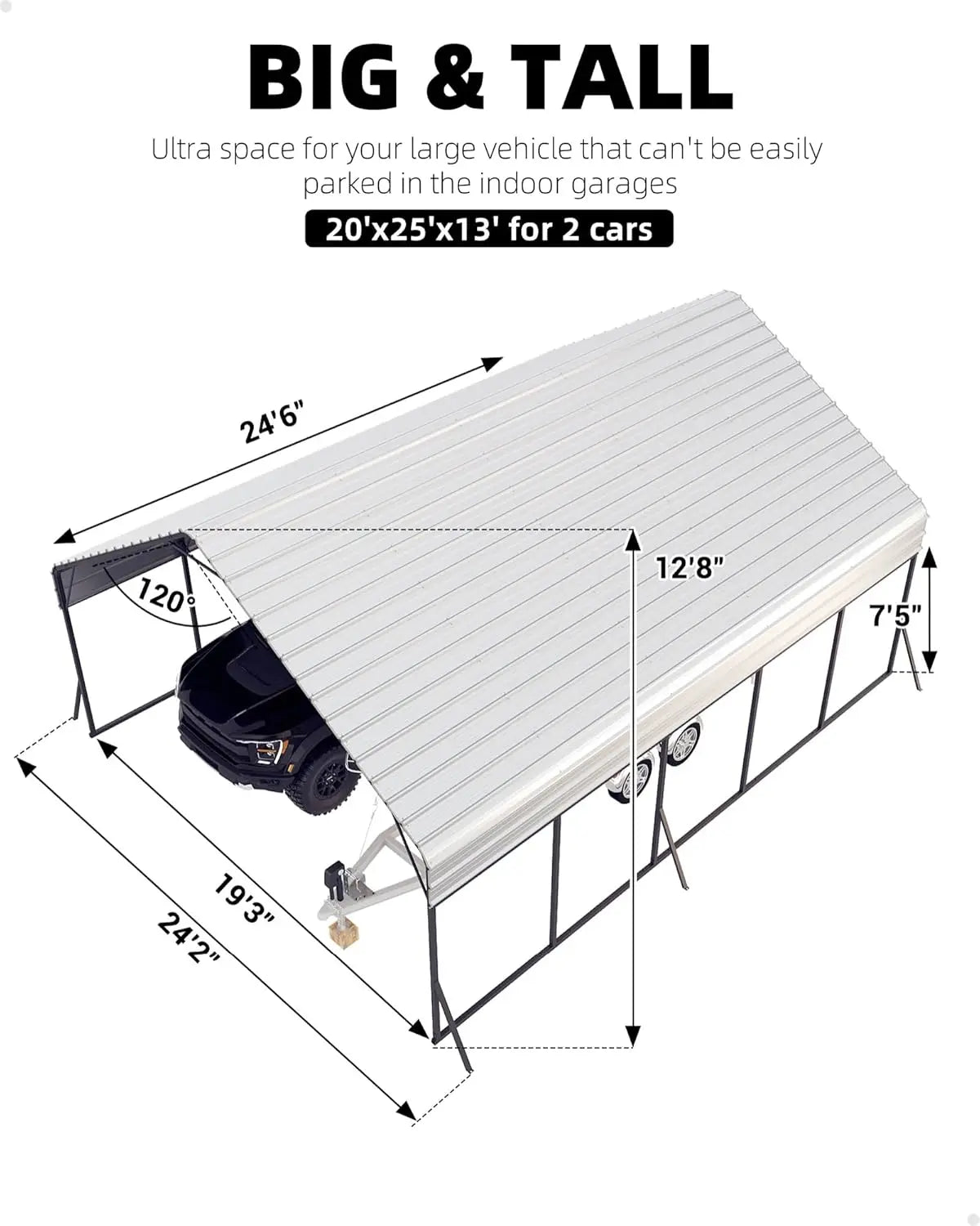 20'x25'x13' Heavy Duty Metal Reinforced Carport