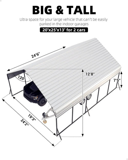 20'x25'x13' Heavy Duty Metal Reinforced Carport