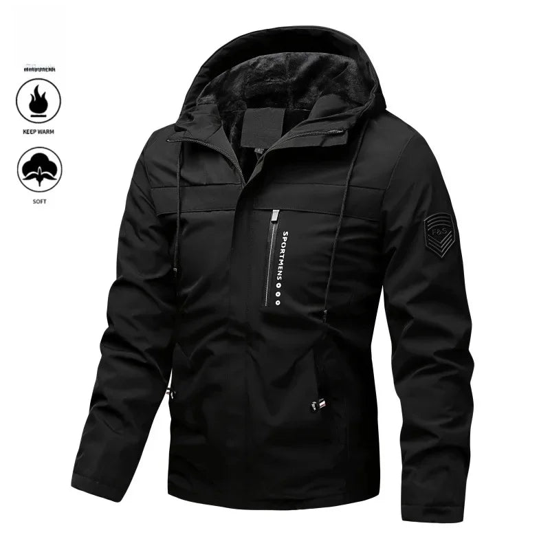 Men's Mid-Length Winter Fleece-Lined Casual Jacket Winter