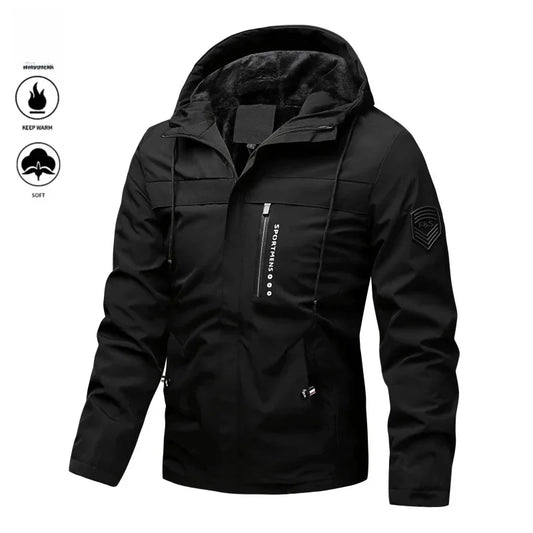 Men's Mid-Length Winter Fleece-Lined Casual Jacket Winter