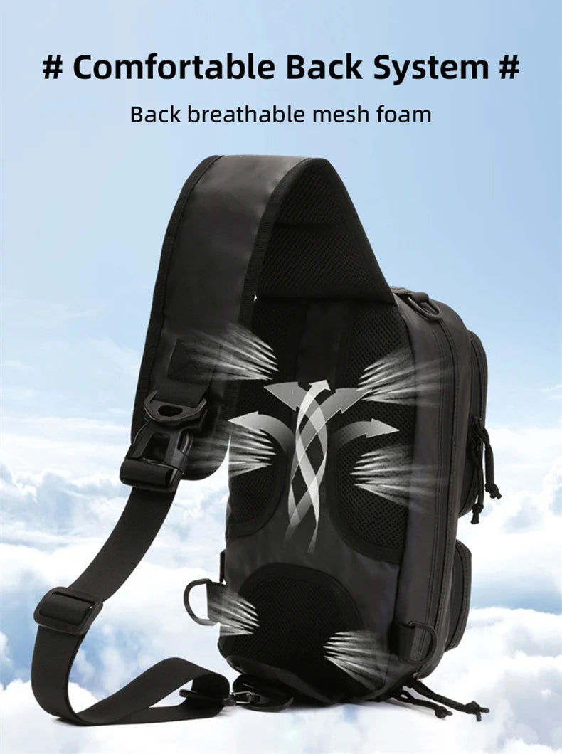 Male Hiking Crossbody Fishing Rod & Lure bag.