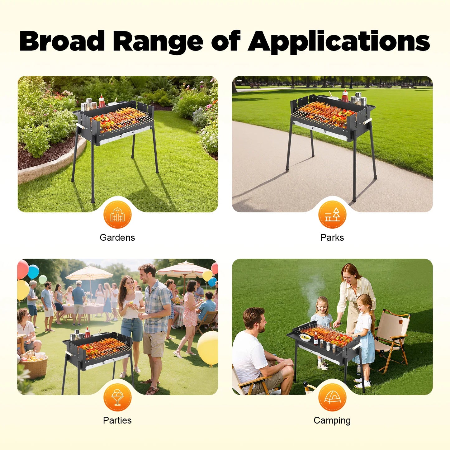 Portable Folding Charcoal Stainless Steel BBQ Grill