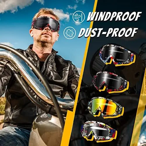 4 Pairs Motocross Goggles ATV Dirt Bike Gear