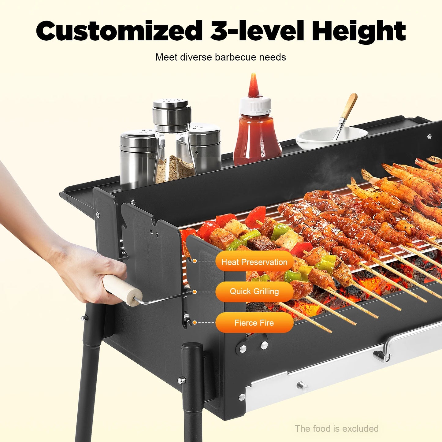 Portable Folding Charcoal Stainless Steel BBQ Grill