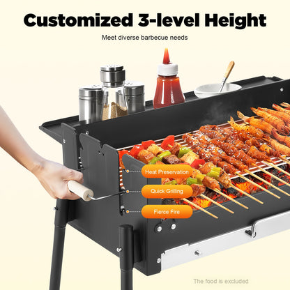Portable Folding Charcoal Stainless Steel BBQ Grill