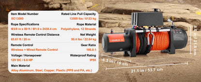 13500lbs Electric Car Truck Winch /80ft cable