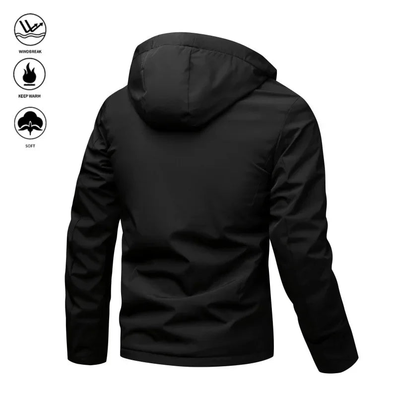 Men's Mid-Length Winter Fleece-Lined Casual Jacket Winter