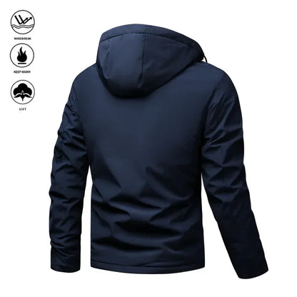 Men's Mid-Length Winter Fleece-Lined Casual Jacket Winter