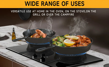 3PCS Pre-Seasoned Cast Iron Skillet Set,