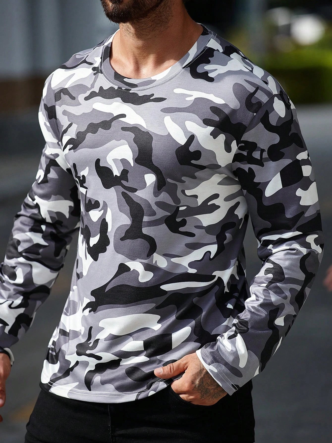 Mens Long Sleeve Camo Shirt