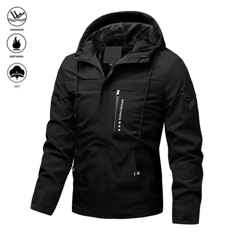 Men's Mid-Length Winter Fleece-Lined Casual Jacket Winter