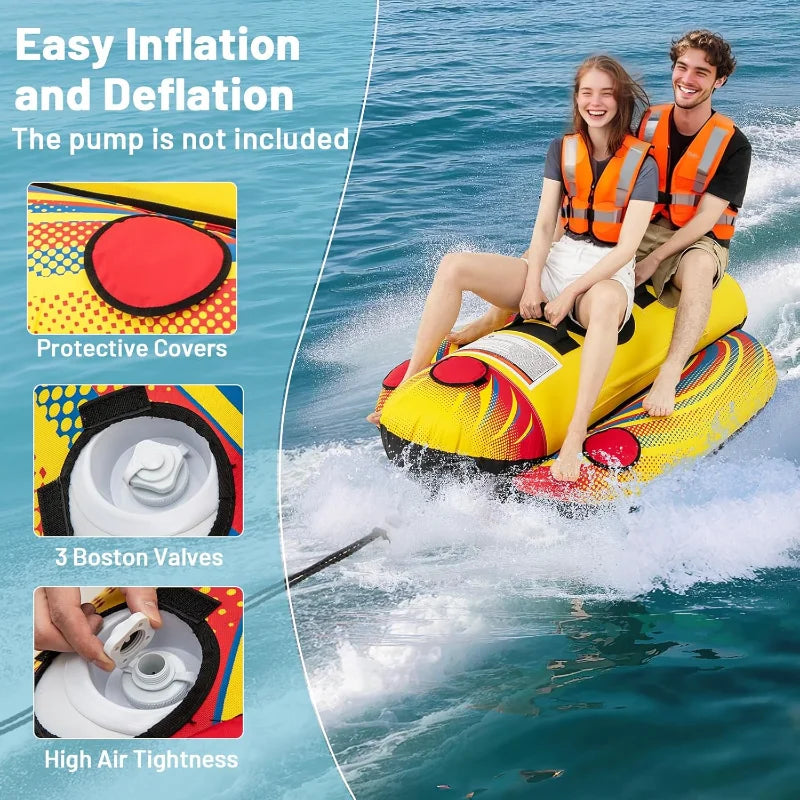 Inflatable Towable Tube 1-2 Rider Hot Dog Tube