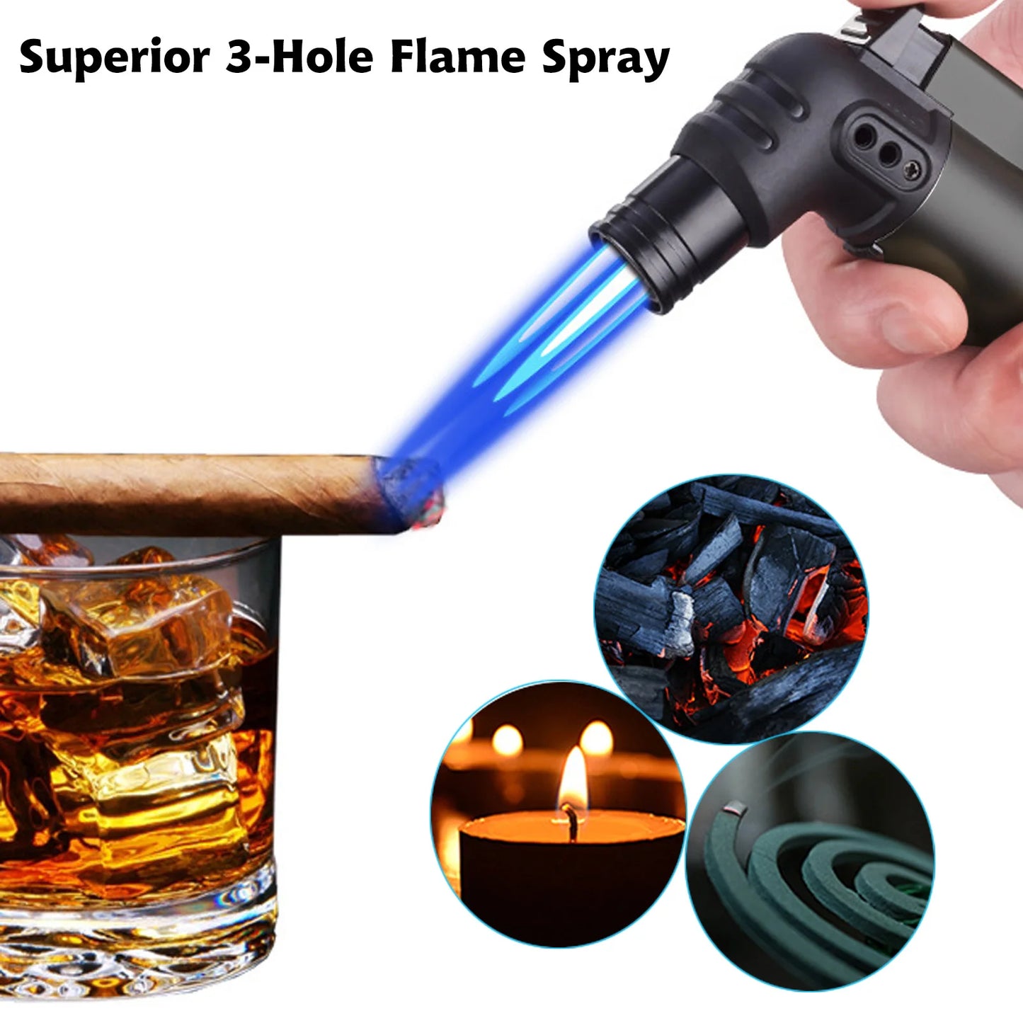Windproof 2pcs/Set Triple Jet Flame Torch Lighter