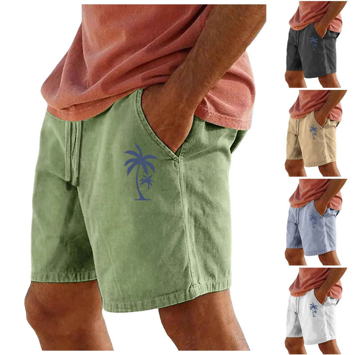Men / Women Lightweight Cotton Shorts Elastic Waist