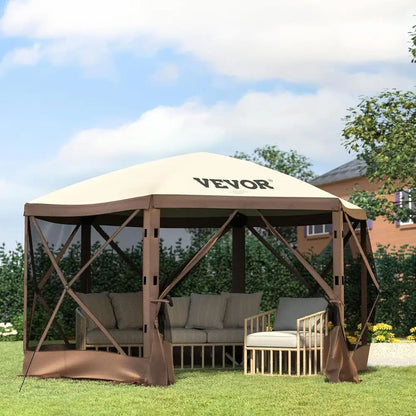 6 Sided  Shelter Camping Tent with Mesh Windows